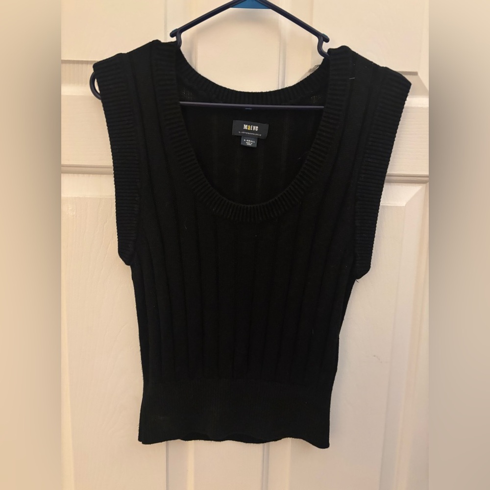 Maeve Black Ribbed Tank Top